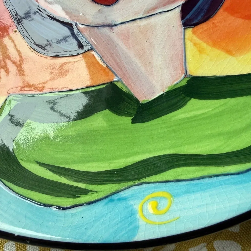 Hand Painted Denise Ford by Ganz Folk Art Dinner Plate Woman Portrait 11